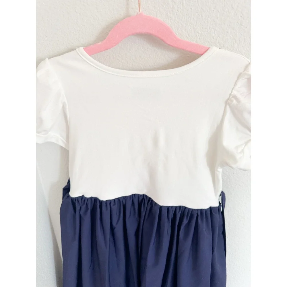 Only Little Once Encanto Luisa‎ Inspired Dress Blue White Geometric Girls Size 7